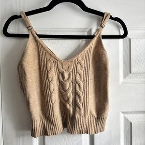 Hem & Thread Beige Cable Knit Crop Top